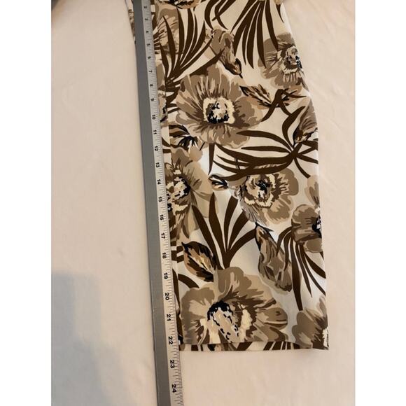 Valerie Stevens BOHO Casual Lightweight Floral Brown Cropped Travel Pants 16W - Picture 8 of 9